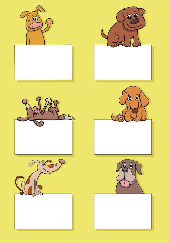 dessin animé chiens et chiots avec cartes conception ensemble vecteur