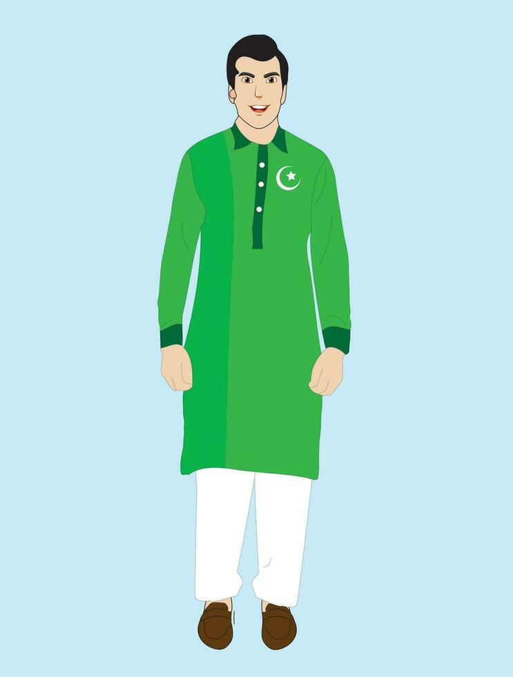 pakistanais homme portant shalwar kameez vecteur