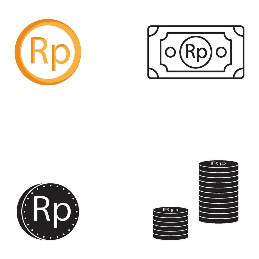 Rupiah argent icône vecteur