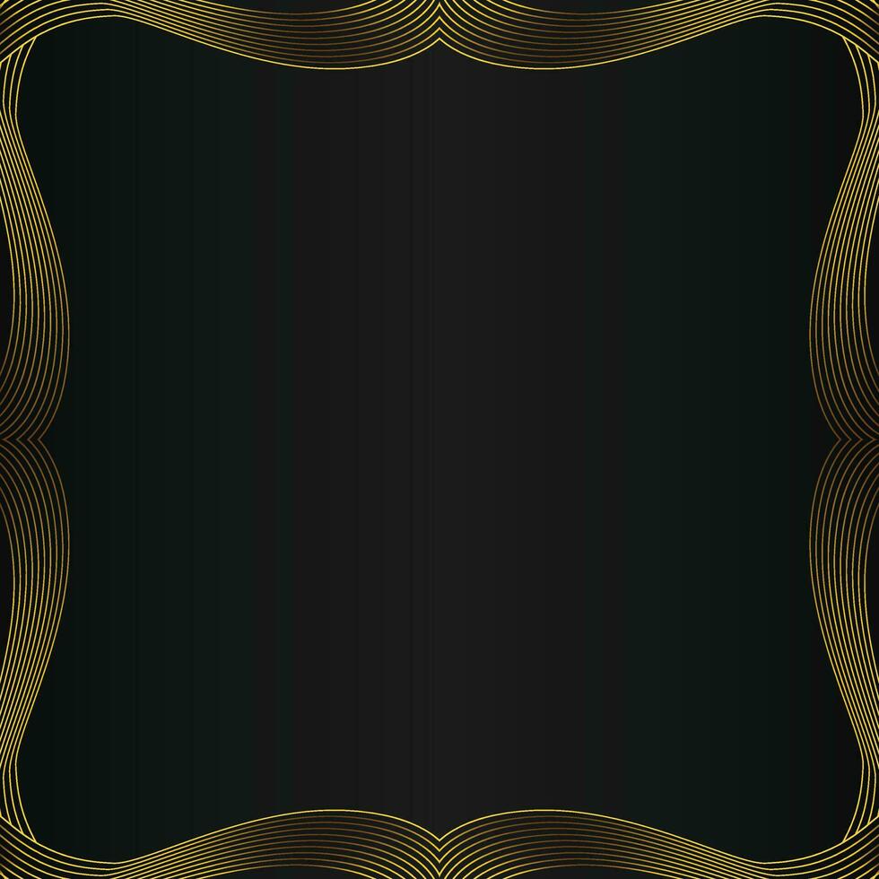 abstrait or ligne Cadre décoration sur noir Contexte vecteur
