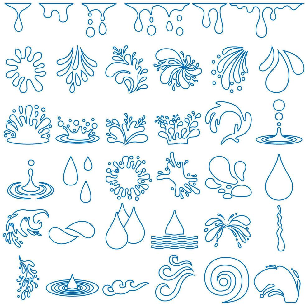 l'eau gouttes icône vecteur ensemble. l'eau illustration signe collection. vaporisateur symbole. océan logo. mer marquer.