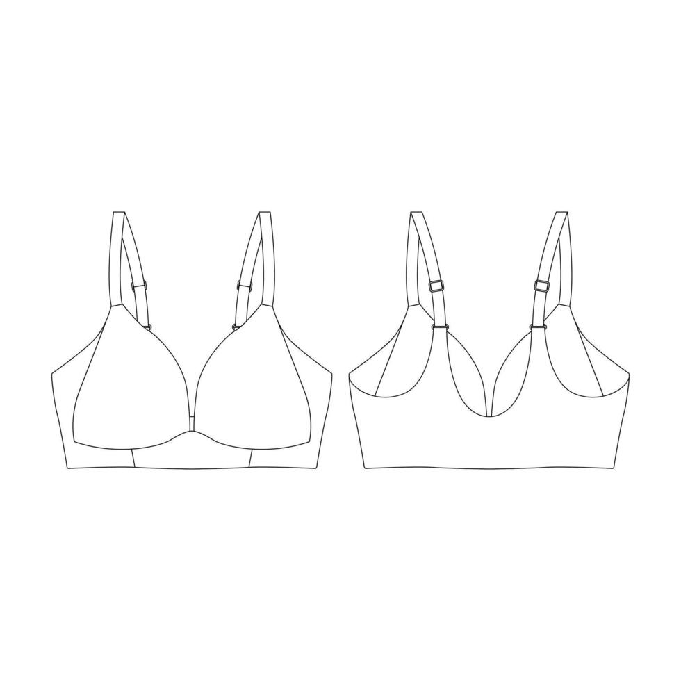 modèle sans fil légèrement doublé soutien-gorge vecteur illustration plat conception contour Vêtements collection