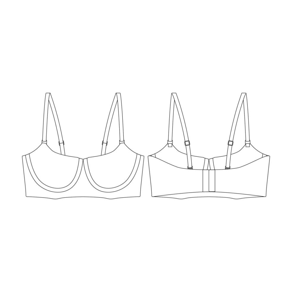 modèle légèrement doublé balconnet soutien-gorge vecteur illustration plat conception contour Vêtements collection