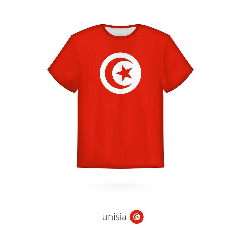 T-shirt conception avec drapeau de Tunisie. vecteur