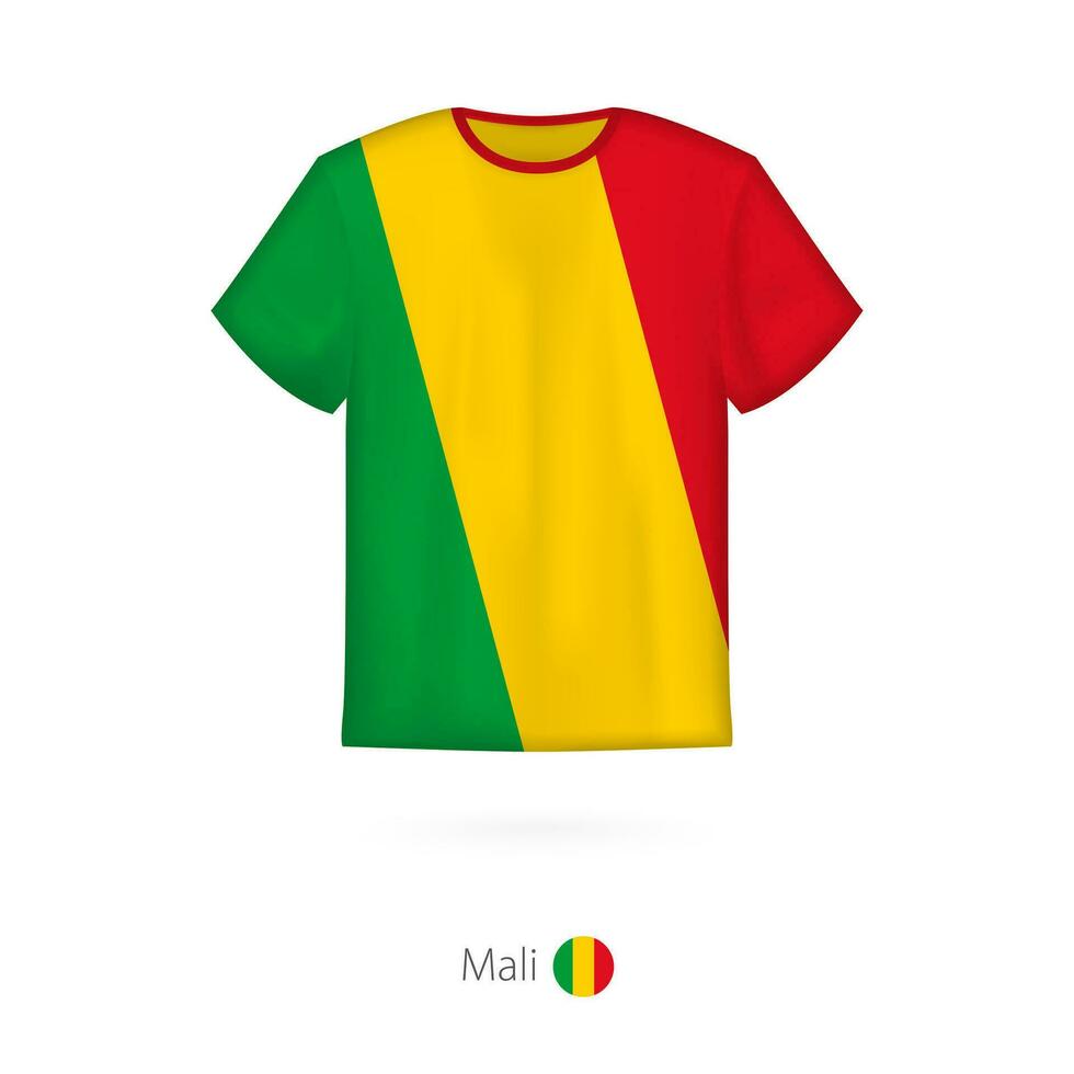 T-shirt conception avec drapeau de Mali. vecteur