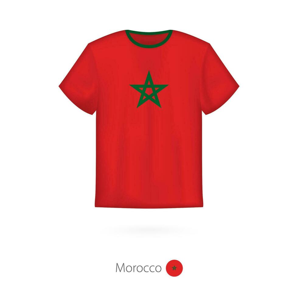 T-shirt conception avec drapeau de Maroc. vecteur