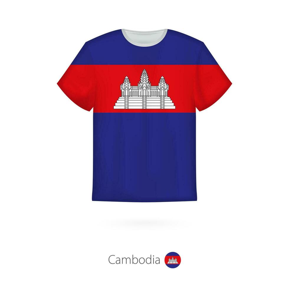 T-shirt conception avec drapeau de Cambodge. vecteur