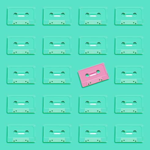 Pastel cassette réaliste rétro sur fond plat, illustration vectorielle vecteur