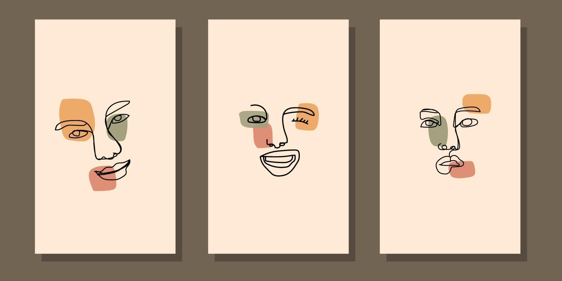 affiche de boho de visage dart moderne au milieu du siècle esthétique abstraite vecteur