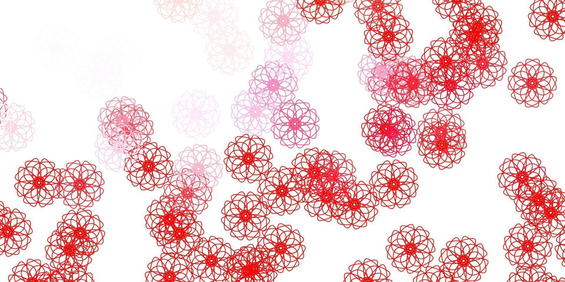 texture de doodle vecteur rouge clair avec des fleurs.