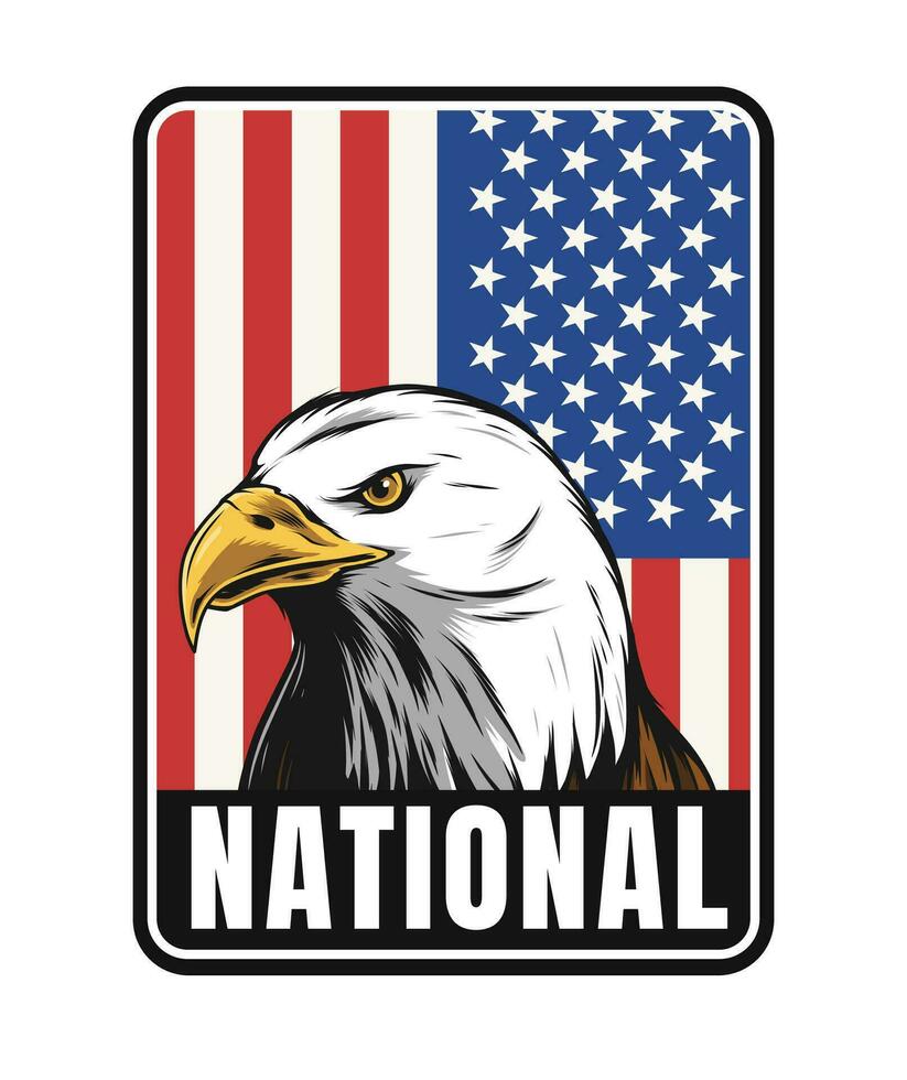 nationale badge avec Aigle tête mascotte vecteur