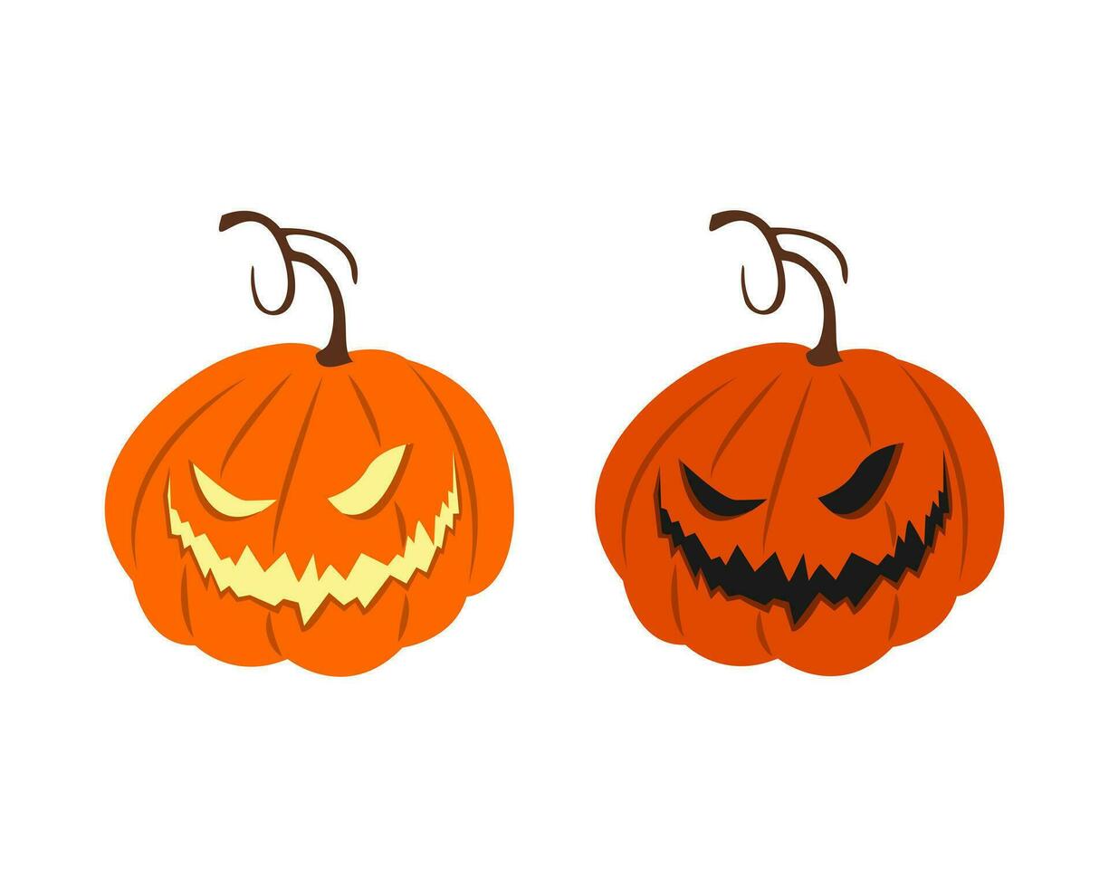 horrible effrayant citrouille, terrifiant sourire, décoratif élément pour Halloween. vecteur