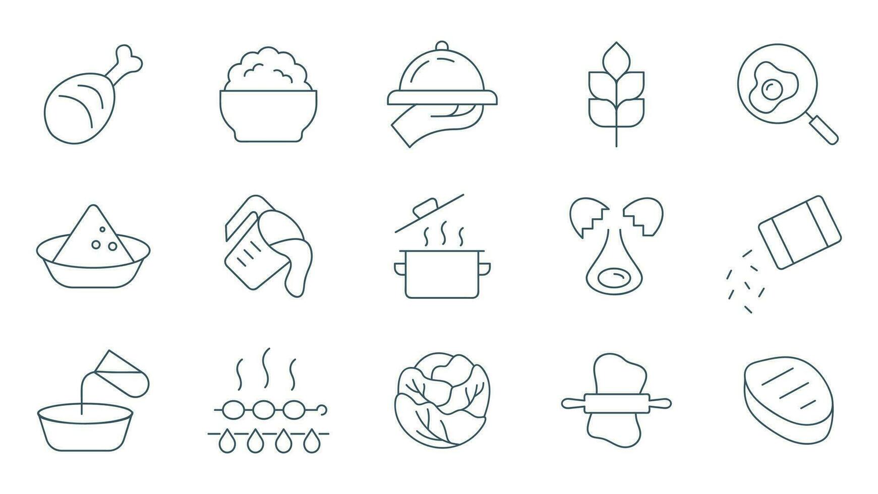 nourriture et cuisine ligne icône ensemble. concept de cuisine, nourriture, repas, restaurant, plat Icônes vecteur