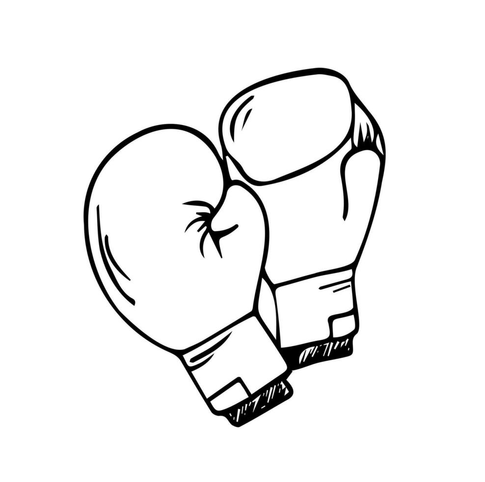 boxe griffonnage. vecteur griffonnage boxe gants dans griffonnage style.