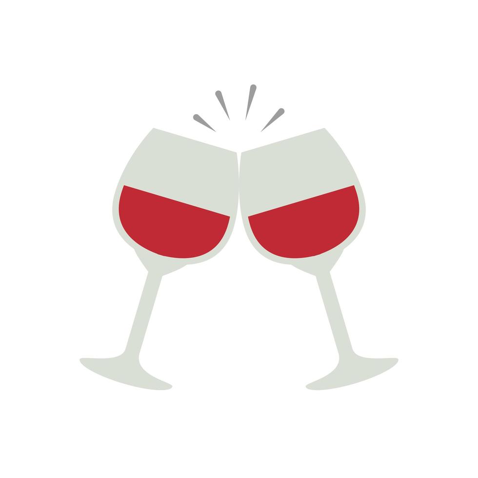 tasses en verre avec icône isolé de vin vecteur