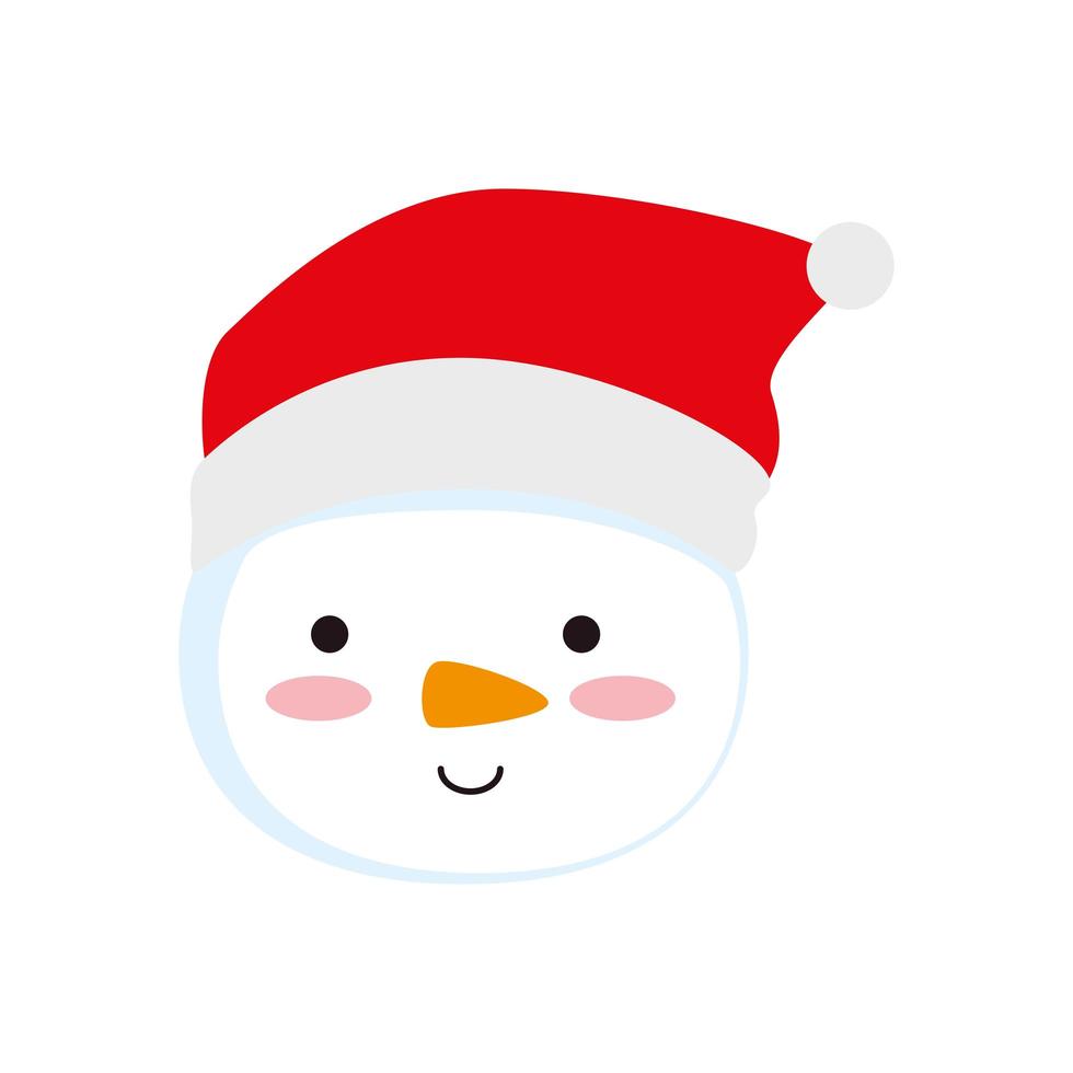 visage de bonhomme de neige avec icône isolé chapeau vecteur