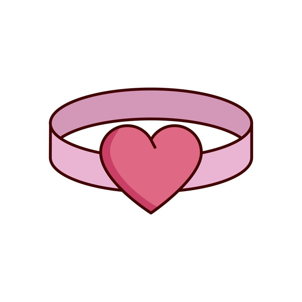bracelet saint valentin avec icône isolé coeur vecteur