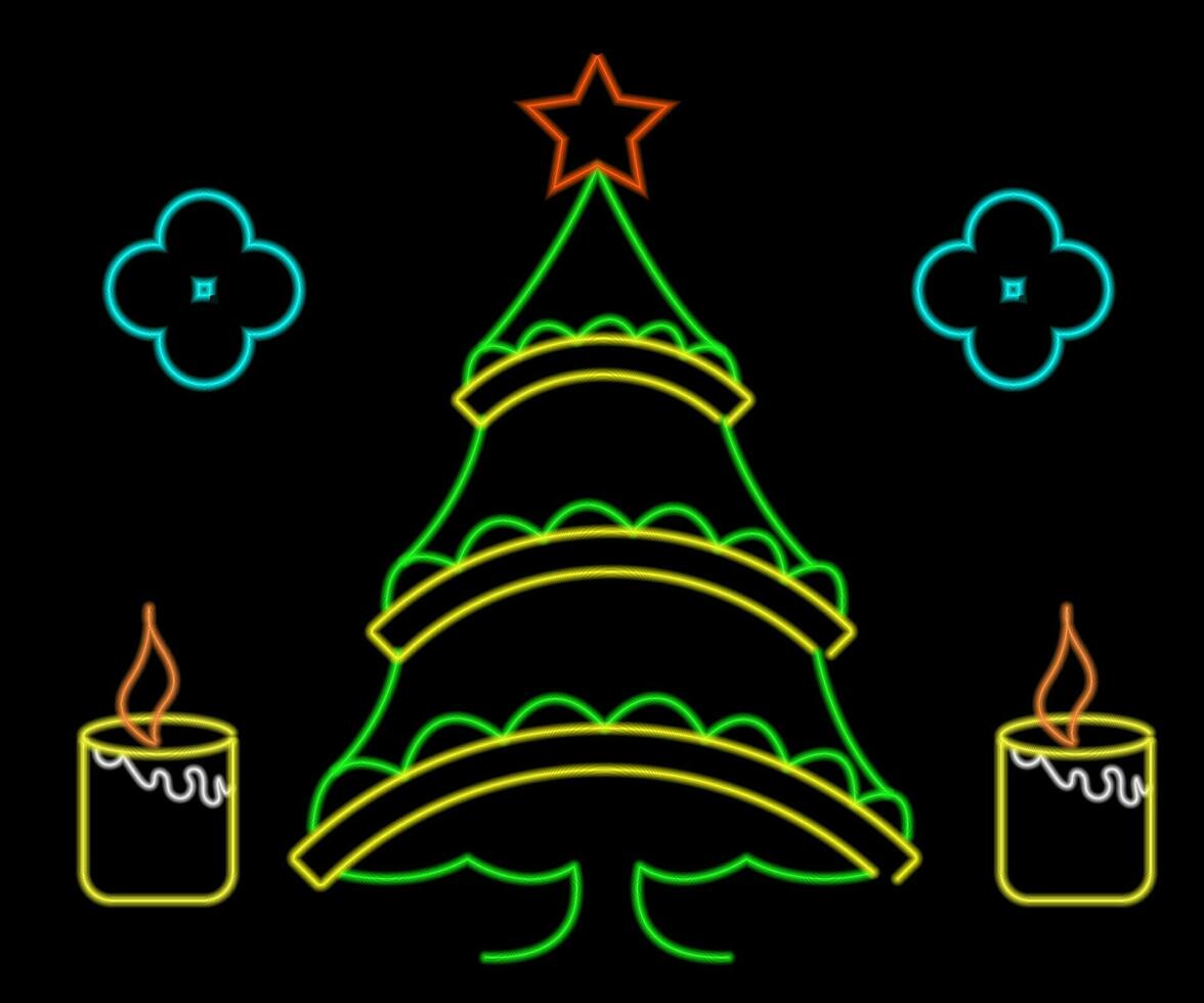 abstrait embrasé néon Noël arbre signe léger avec sur et de versions. vecteur illustration