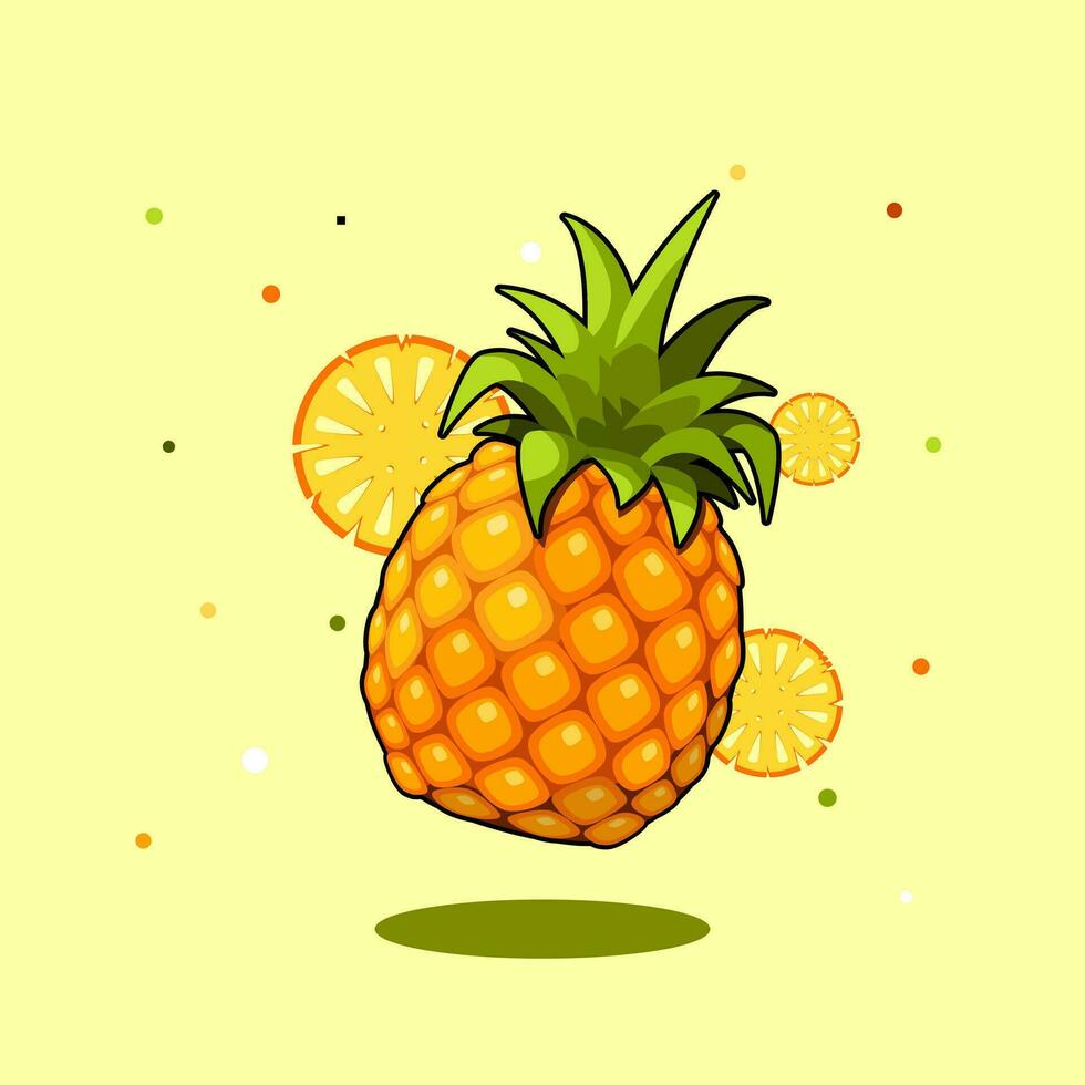 ananas été des fruits, en bonne santé et Naturel des fruits, ananas tranche, mignonne kawaii. vecteur illustration