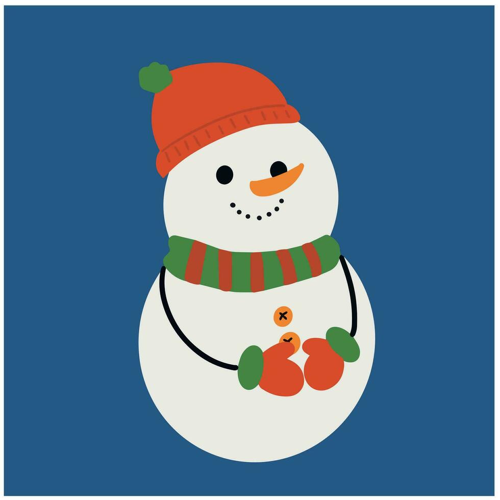 portrait mignonne bonhomme de neige avec châle et sinterklaas chapeau dessin vecteur illustration