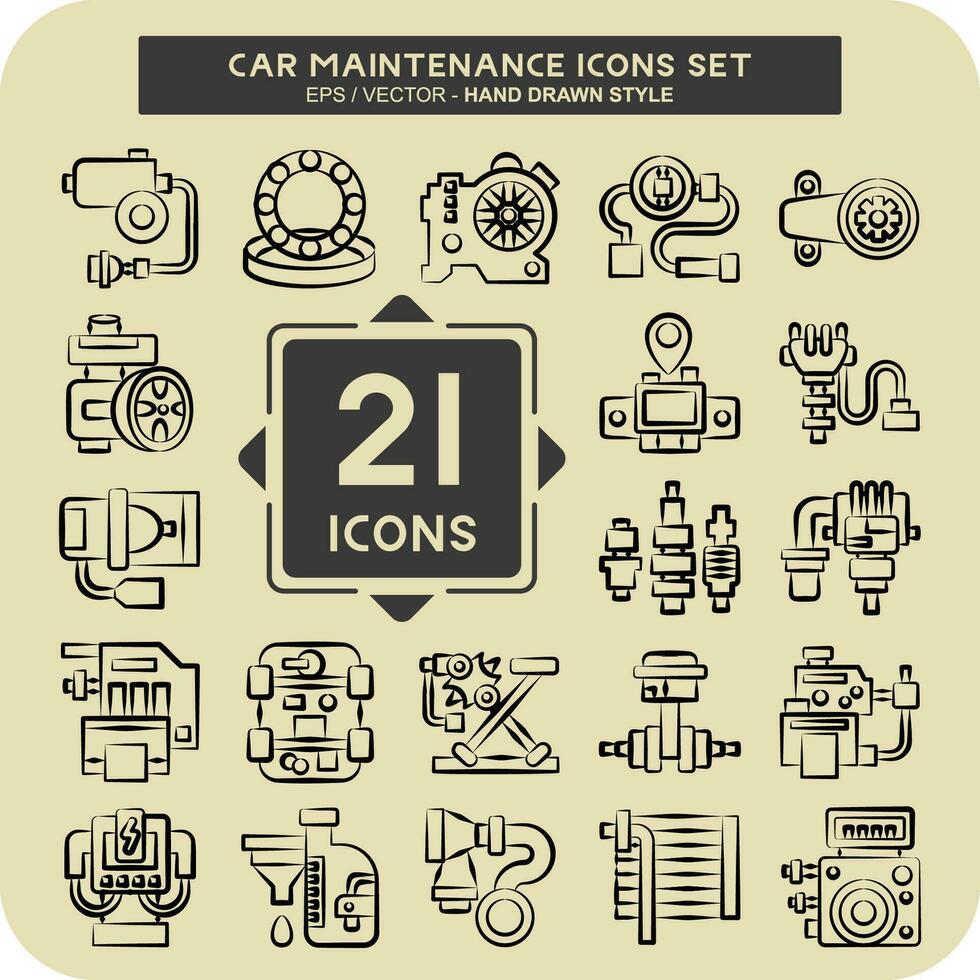 icône ensemble voiture entretien. en relation à automobile symbole. main tiré style. Facile conception modifiable. Facile illustration vecteur