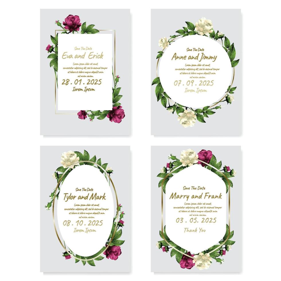 concept d'invitation de mariage floral vecteur