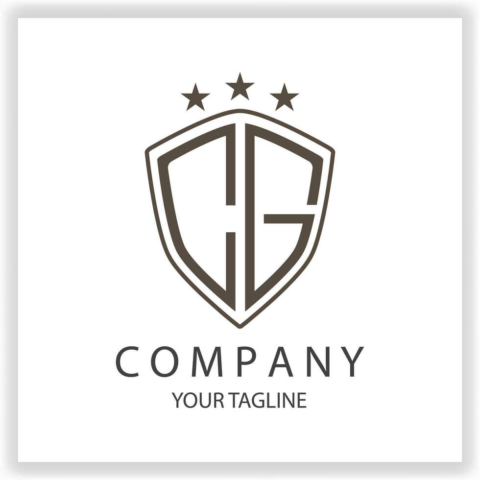 cg logo monogramme avec bouclier forme isolé noir couleurs sur contour conception modèle prime élégant modèle vecteur eps dix