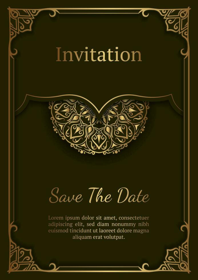 ancien invitation carte, avec mandala ornement vecteur