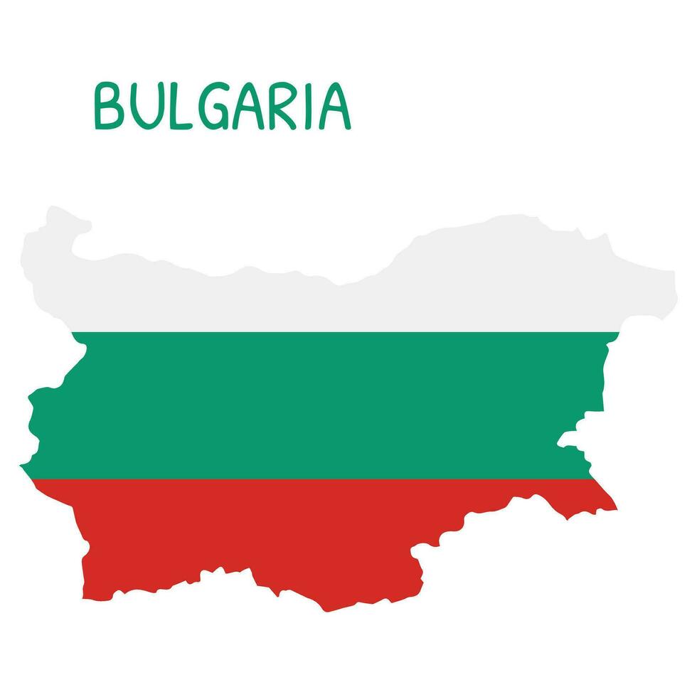 Bulgarie nationale drapeau en forme de comme pays carte vecteur