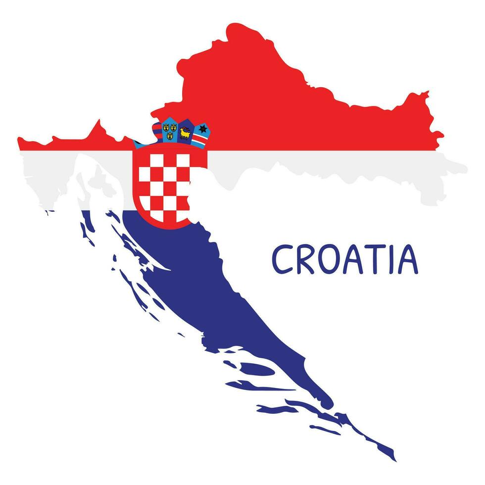 Croatie nationale drapeau en forme de comme pays carte vecteur