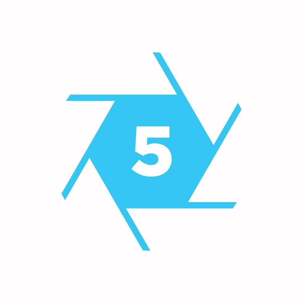 initiale lettre 5 la photographie logo caméra lentille concept. la photographie logo combiné 5 lettre caméra signe logo vecteur