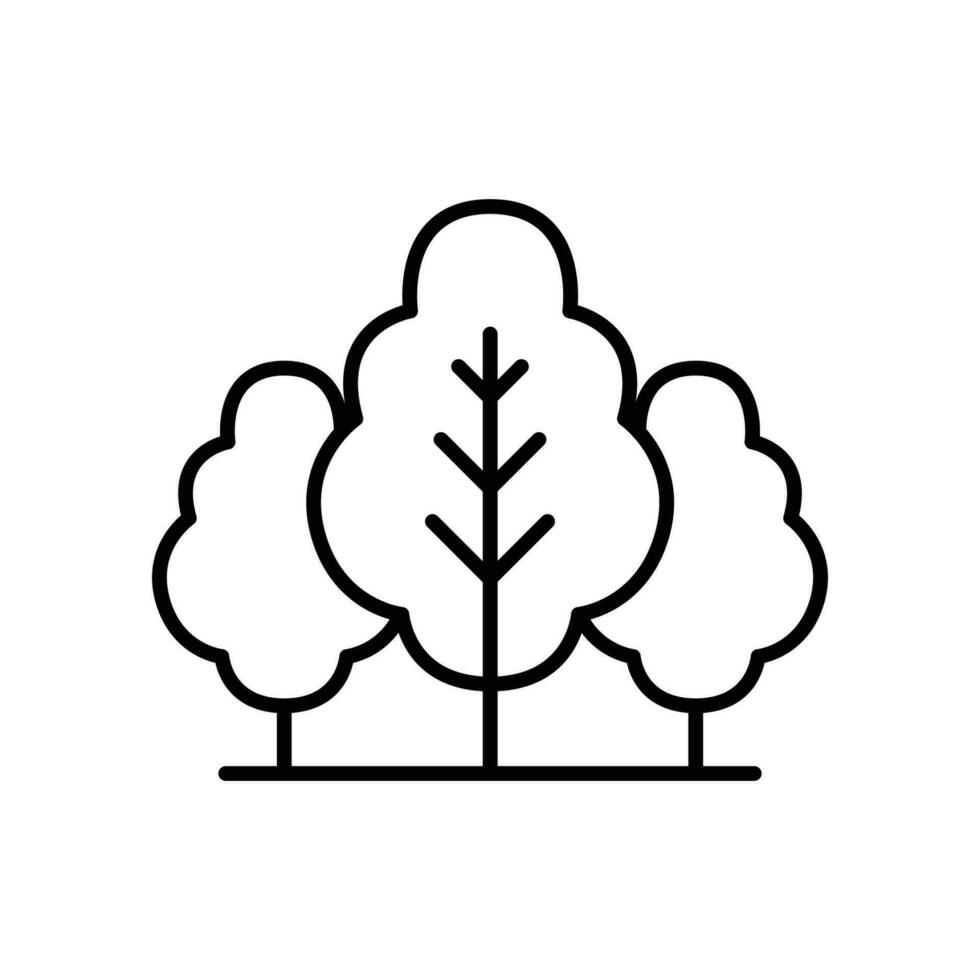 forêt arbre icône. Facile contour style. la nature forêt paysage, Extérieur, chêne, tronc, plante concept. mince ligne symbole. vecteur illustration isolé.