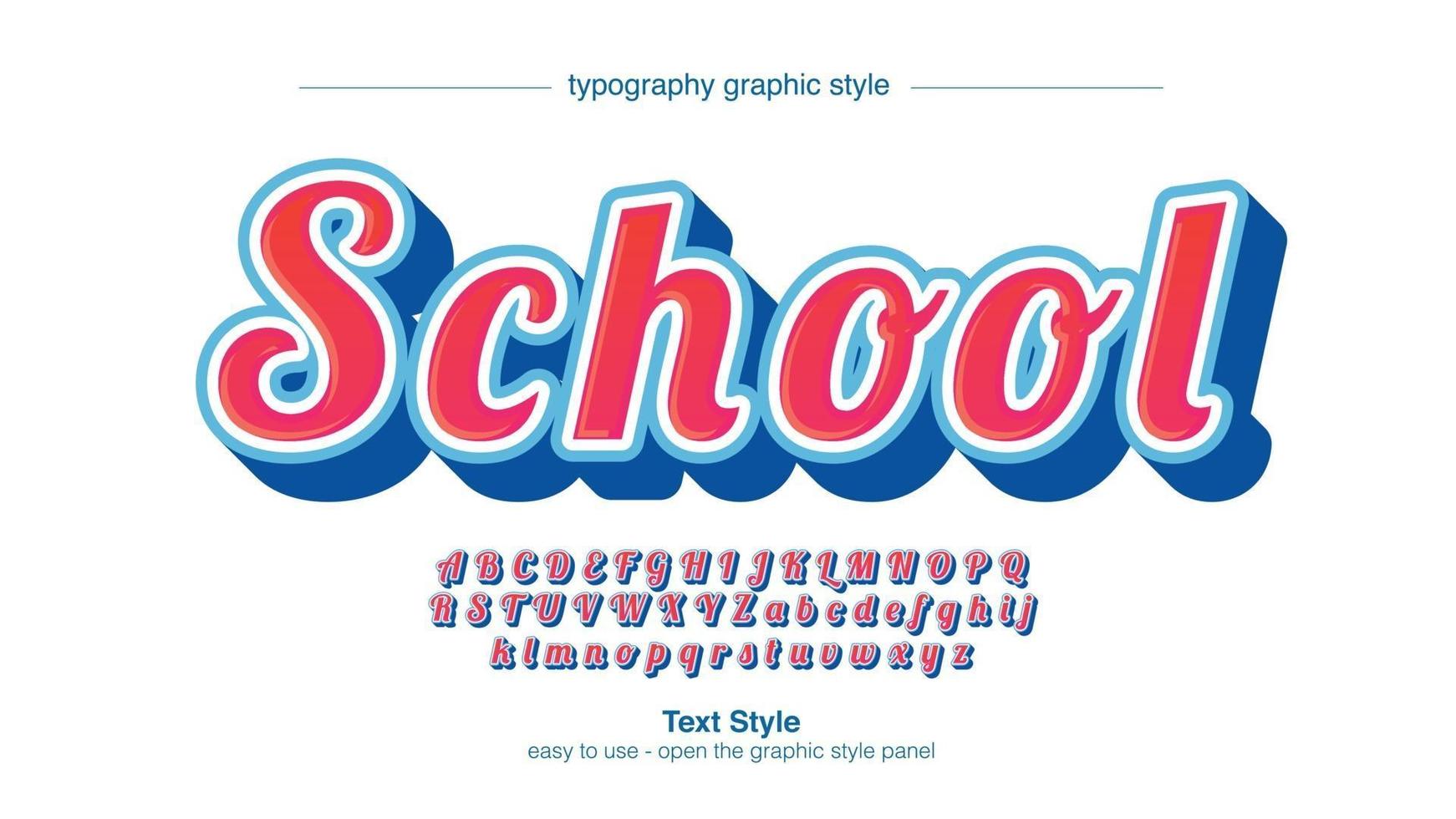 typographie cursive de pinceau 3d gras rouge et bleu vecteur