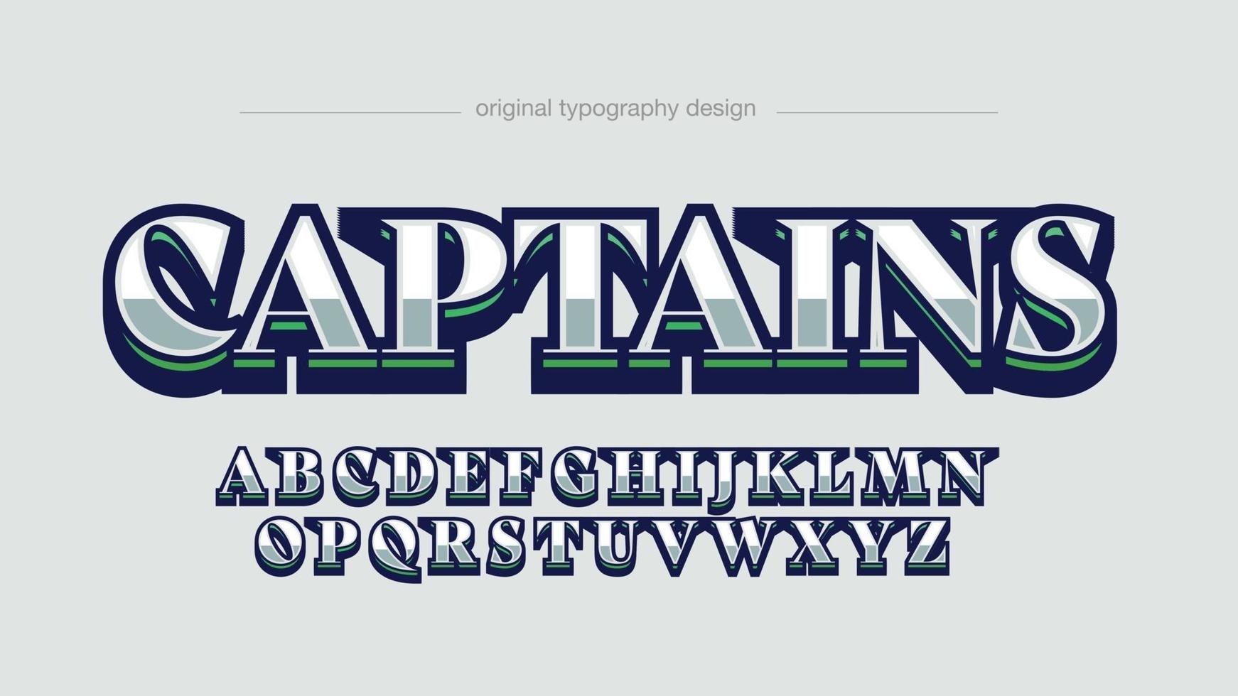 typographie de style logo sport moderne argent et vert vecteur