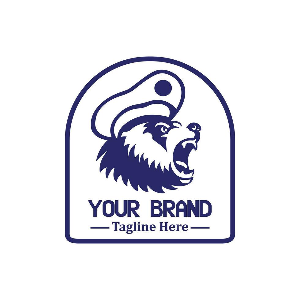 le ours logo porte une bleu marin chapeau vecteur