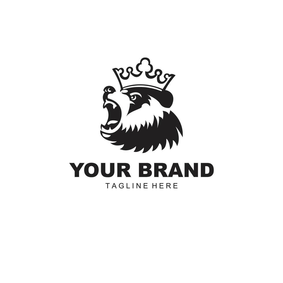 logo de une ours portant une couronne vecteur