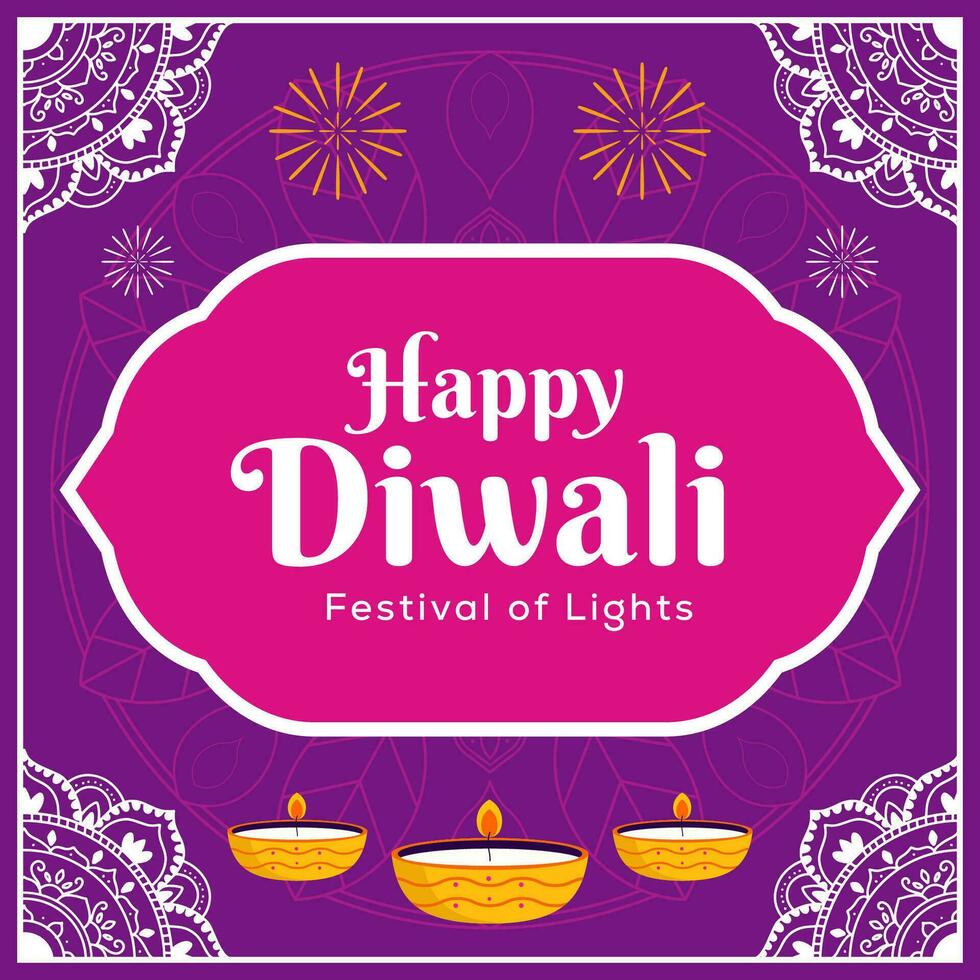 content diwali Festival de lumière illustration dans plat conception vecteur