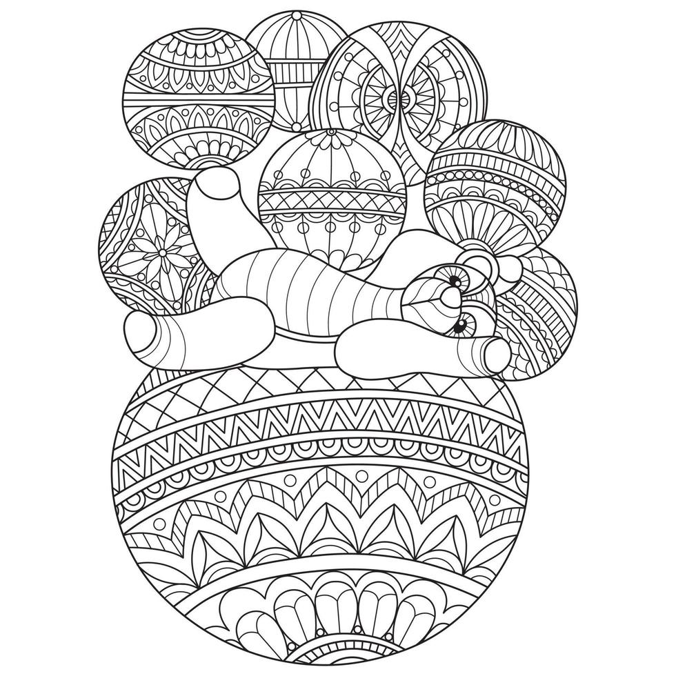 ours en peluche et boules dessinés à la main pour un livre de coloriage pour adultes vecteur