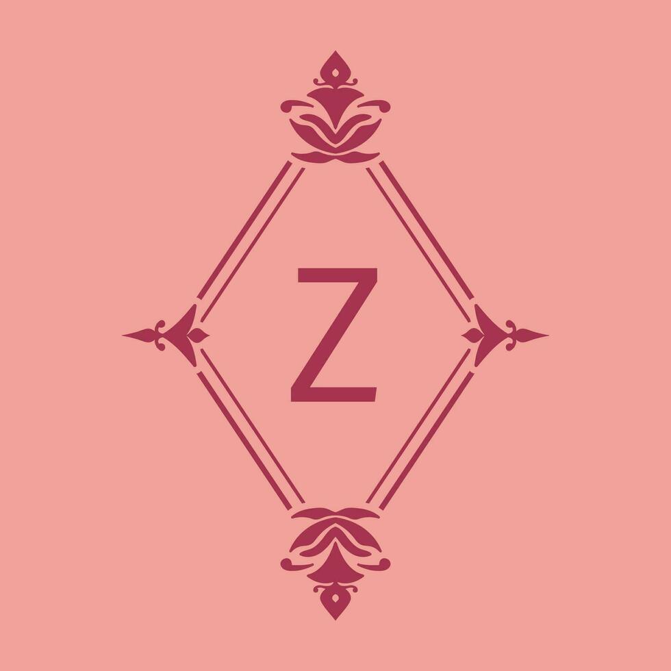 lettre z classique beauté ancien initiale vecteur logo Cadre