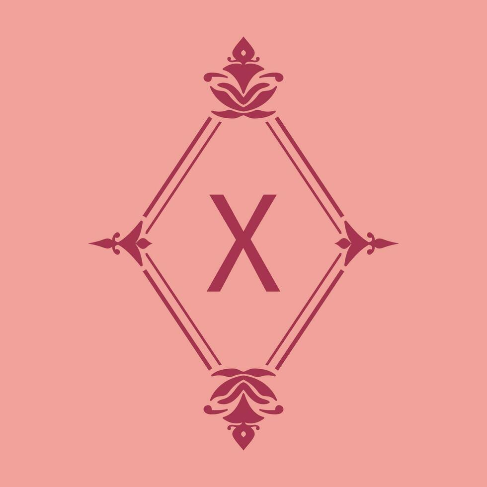 lettre X classique beauté ancien initiale vecteur logo Cadre