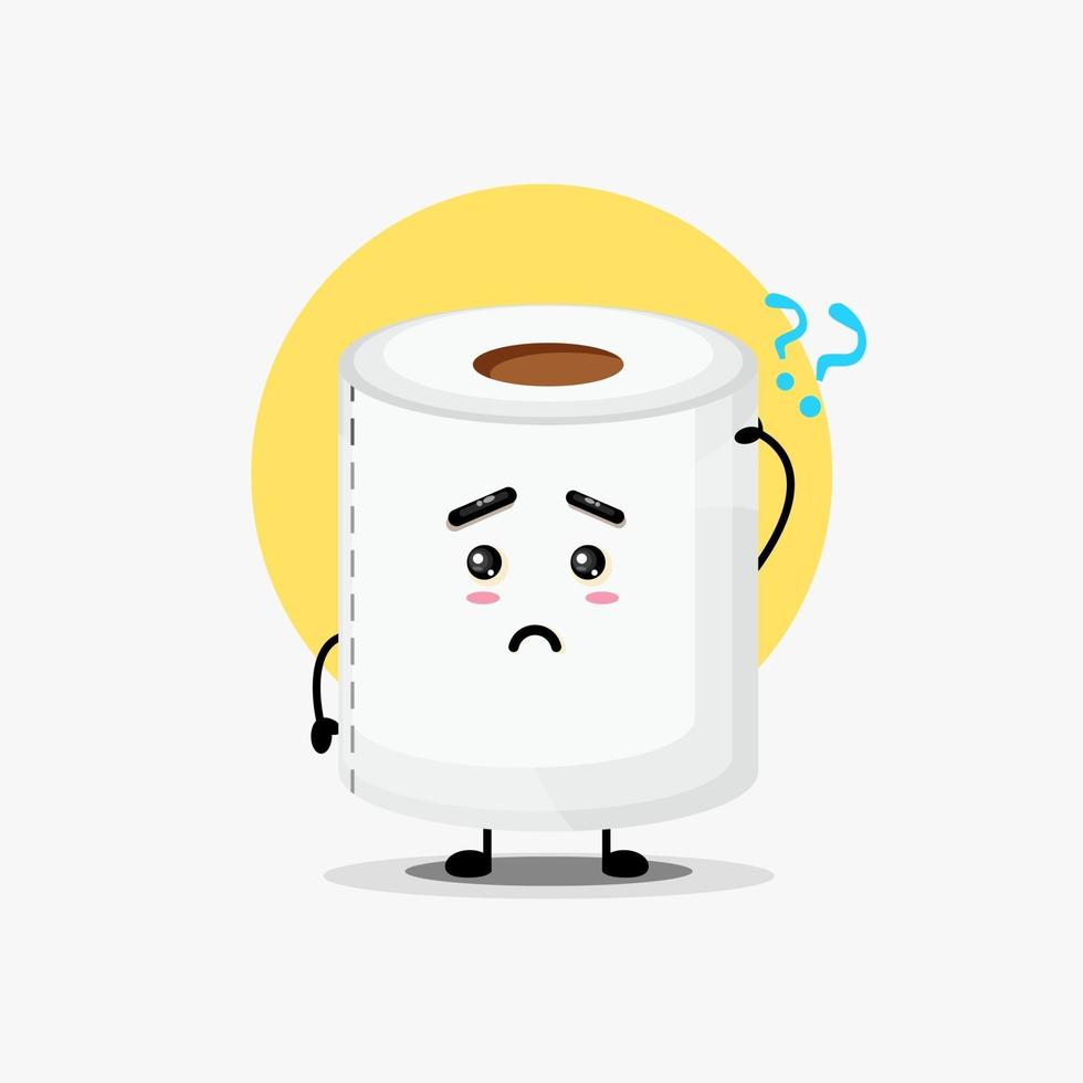 illustration d'un personnage mignon de papier toilette confondu vecteur