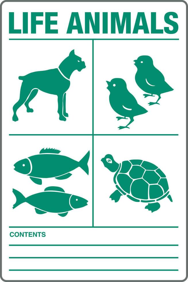 international livraison pictural vert Étiquettes la vie animaux chien poussins poisson tortue vecteur
