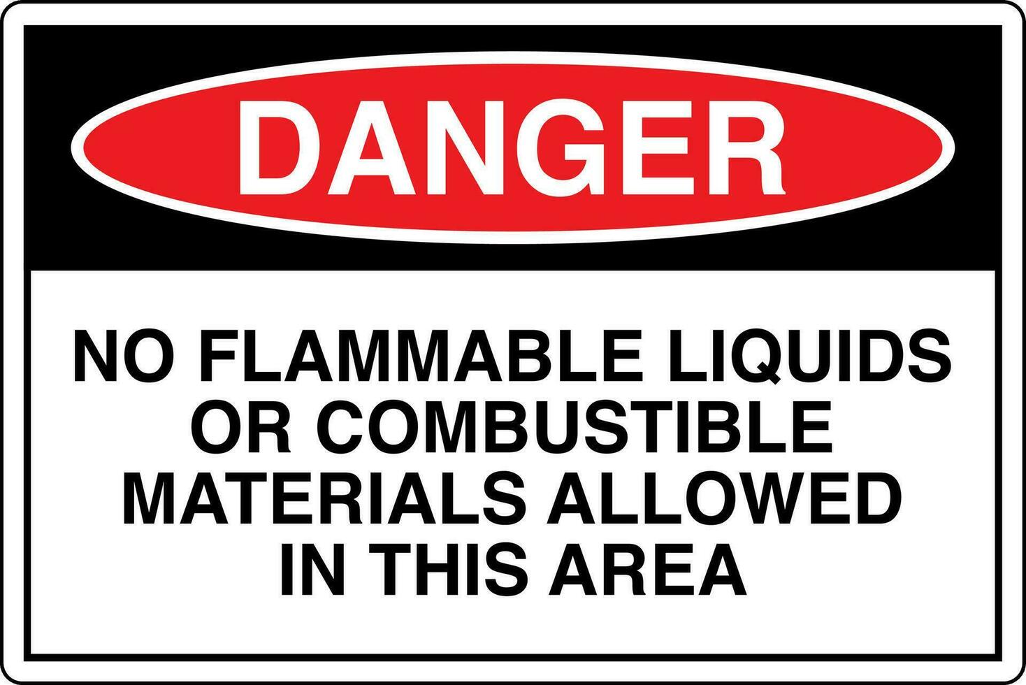 osha normes symboles inscrit lieu de travail sécurité signe danger mise en garde avertissement non inflammable liquides ou combustible matériaux permis dans cette zone vecteur