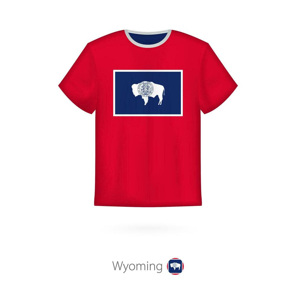 T-shirt conception avec drapeau de Wyoming nous État. vecteur