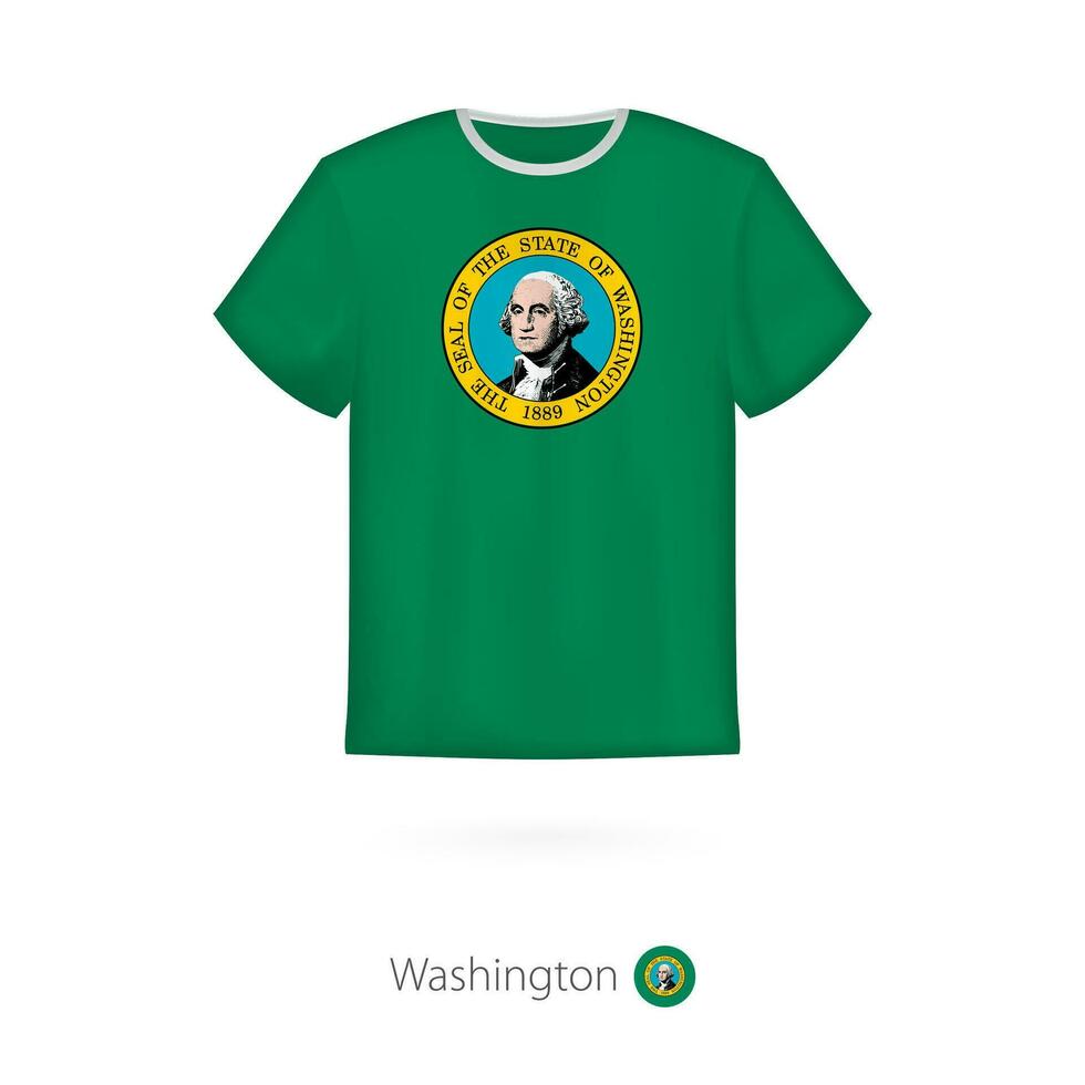 T-shirt conception avec drapeau de Washington nous État. vecteur