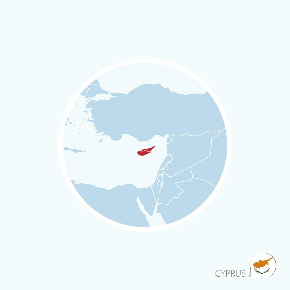 carte icône de Chypre. bleu carte de L'Europe  avec Souligné Chypre dans rouge couleur. vecteur