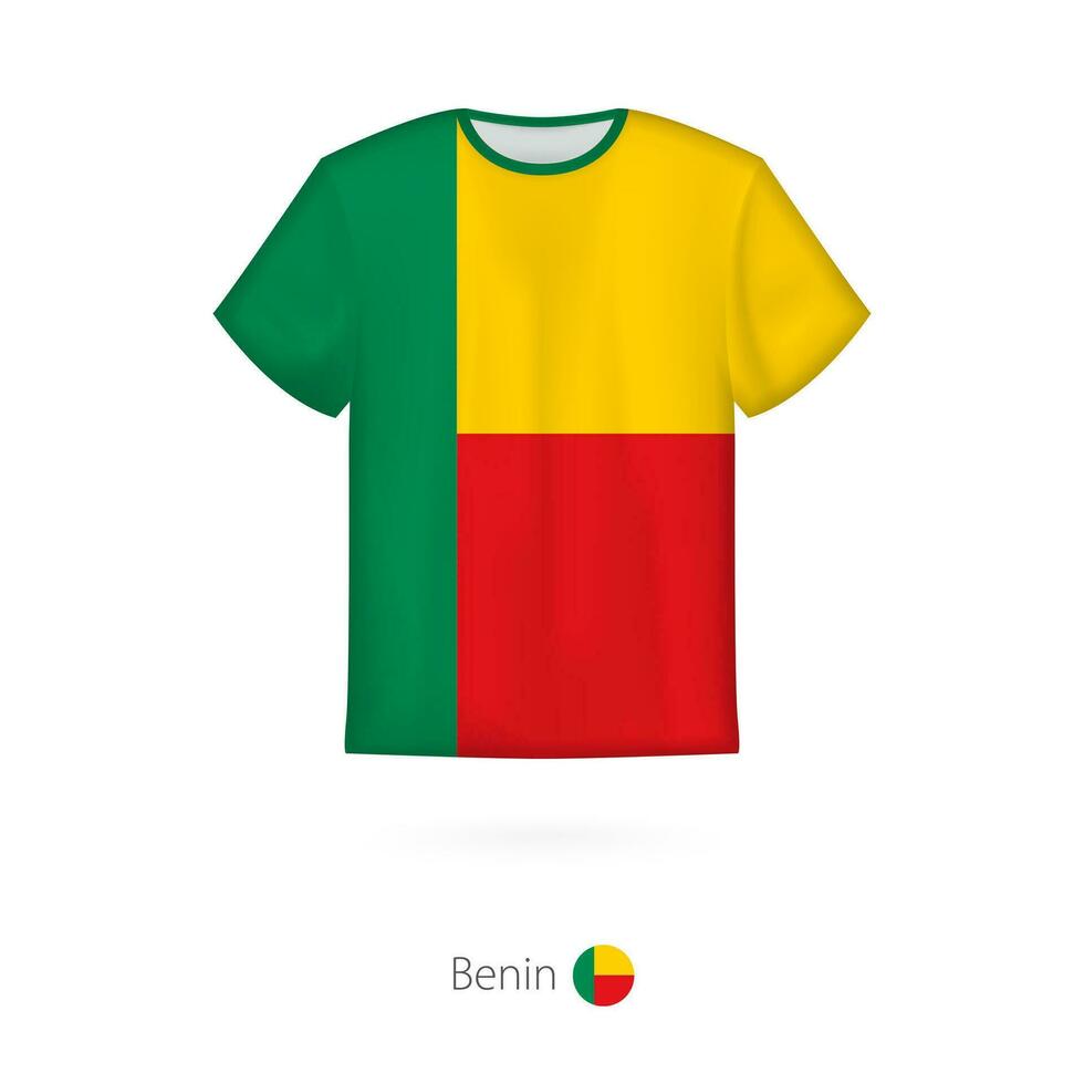 T-shirt conception avec drapeau de bénin. vecteur
