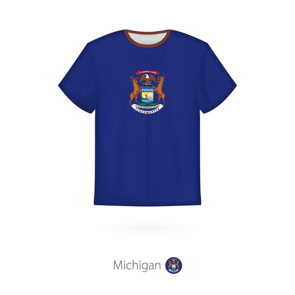 T-shirt conception avec drapeau de Michigan nous État. vecteur