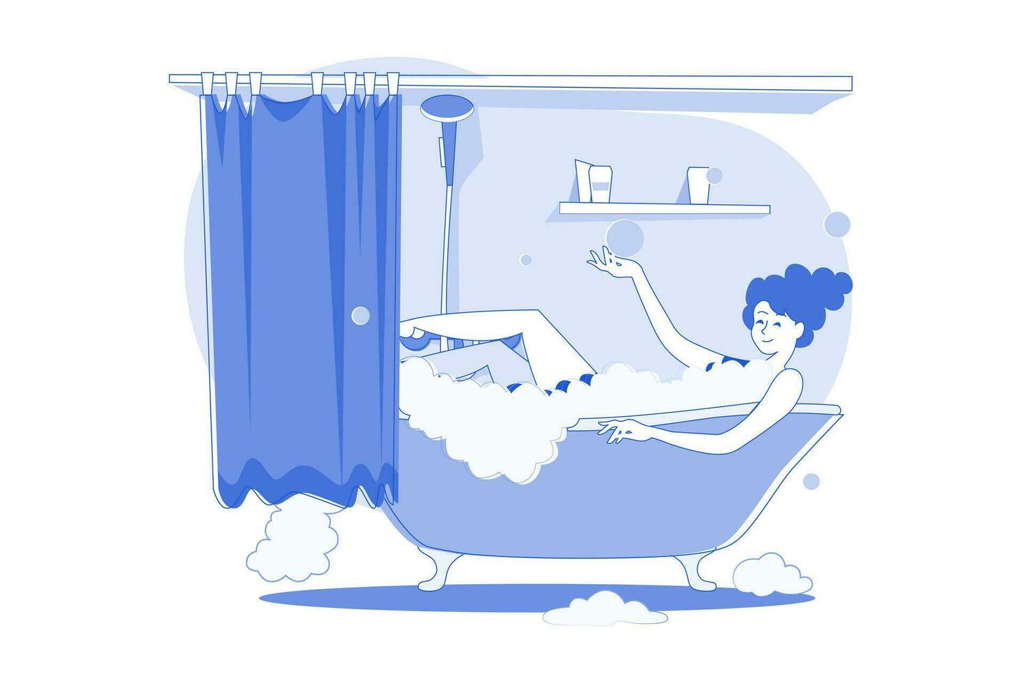 fille se relaxant dans le bain pendant la quarantaine vecteur