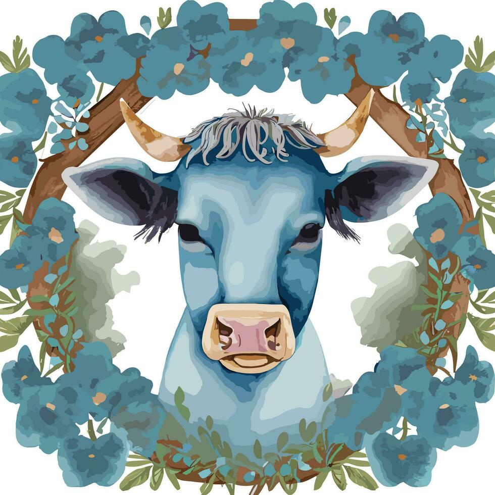 ferme animaux lumière bleu aquarelle clipart vecteur